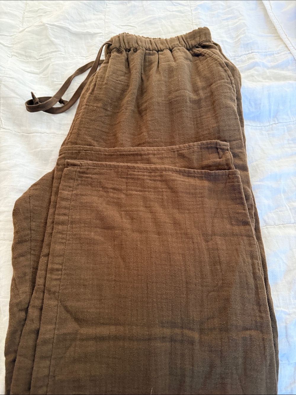 Aritzia Brown Straight Leg Cotton Drawstring Pants